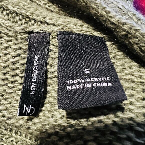 New Directions Green Marled V-Neck Asymmetrical Hem Knit Layered Sweater Size 6 - Picture 7 of 8